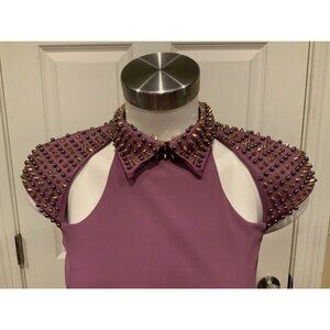 Philipp Plein Couture Plum Spike Studded Special Girl Cocktail Dress Size S NWT